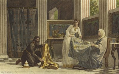 Eastern merchant showing his wares in a wealthy household, 9th Century by Willem II Steelink